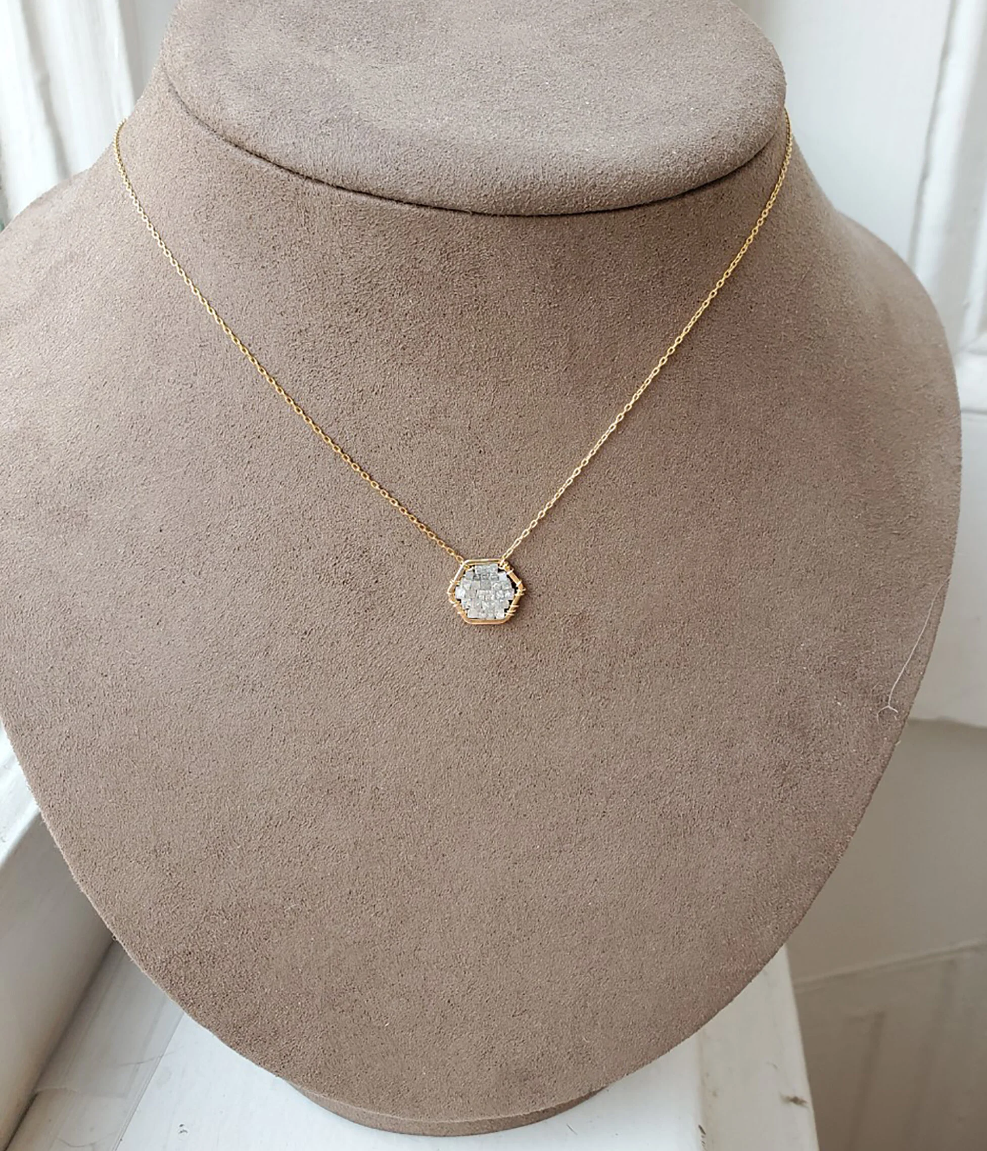 Medium Hexagon Diamond Necklace #D43-A-G — Michelle Pressler Jewelry